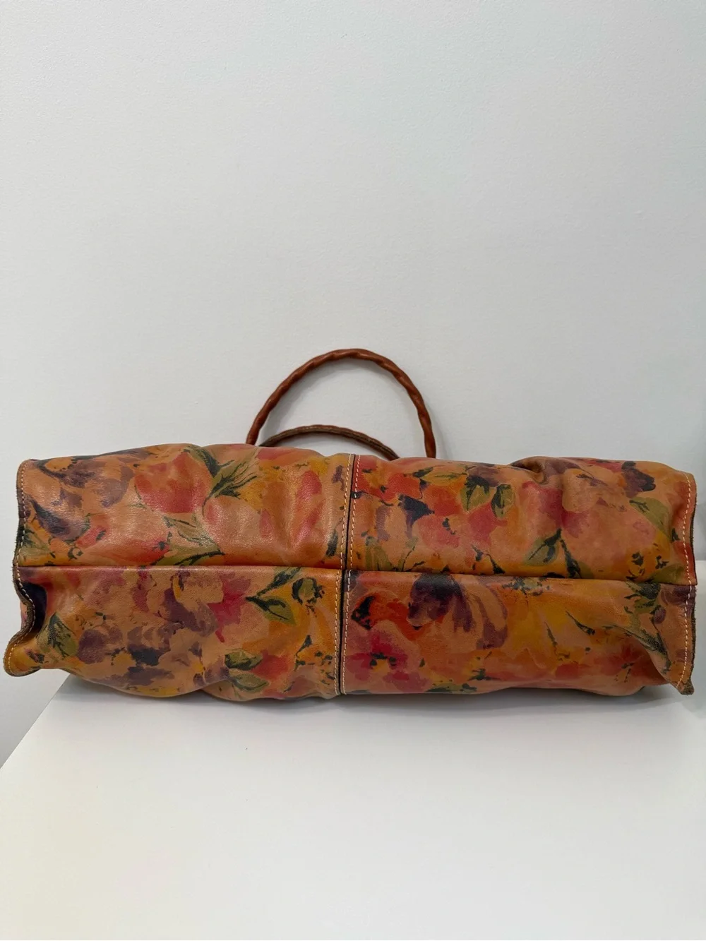 Patricia Nash Heritage Lione Multi Floral Pleated Leather Tote Satchel Bag Purse